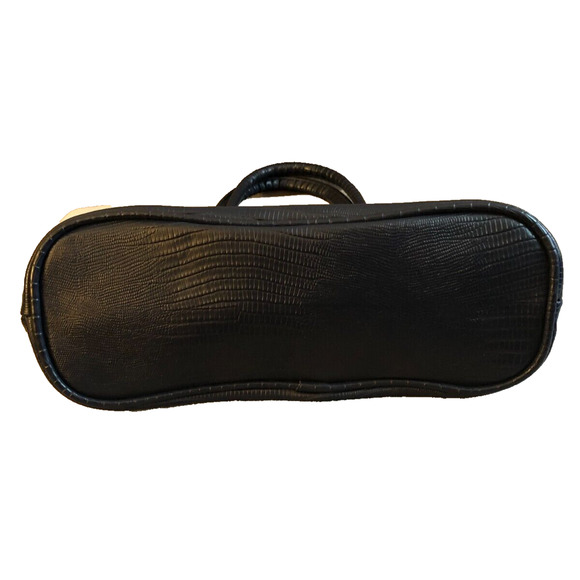 Navy Blue Crocodile Accent Two Handled Leather Purse Geir Ness Norway Laila - Picture 9 of 9